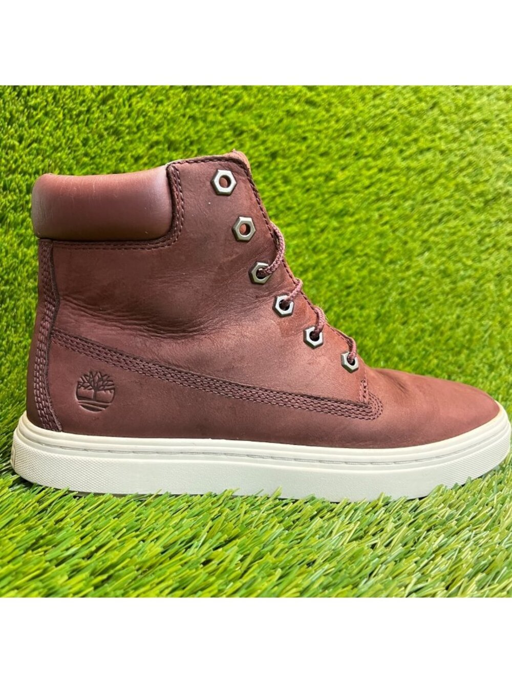 Timberland Londyn 6-inch Womens Size 7 Maroon White Outdoor Lace Up Ankle Boots